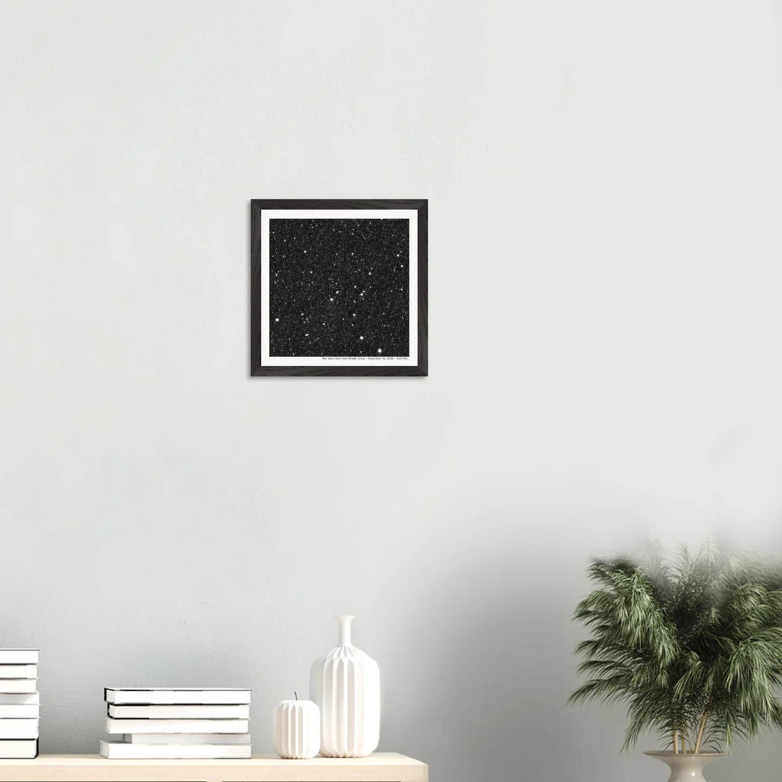 12x12" star map print displayed in a modern living room