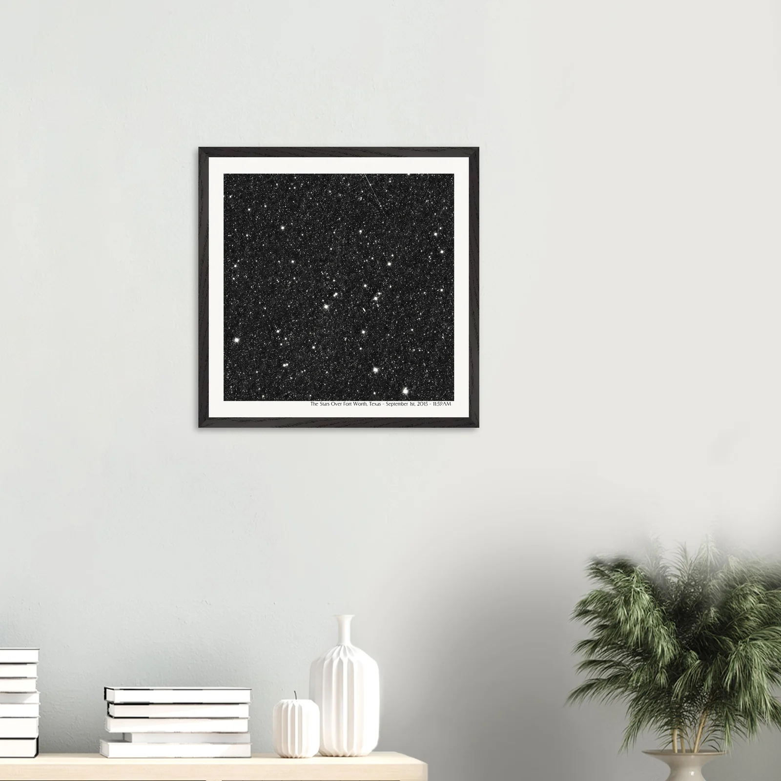 20x20" star map print displayed in a modern living room